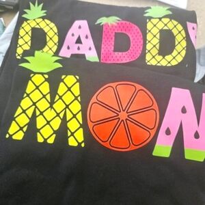 EUC- 2 Adult Unisex TUITTY FRUITY Birthday Parent Shirts, Mom (M) Daddy (L)